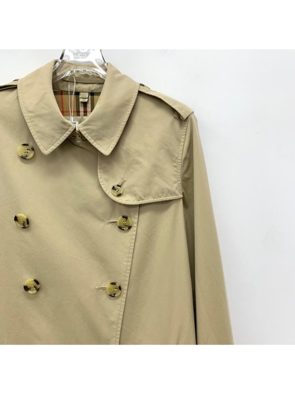 Burberry Light Brown Cotton Double-Breasted Belted Trench Coat - Picture 3 of 7